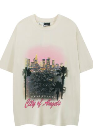 [발렌시아가] 시티 오브 엔젤스 그래픽 프린트 티셔츠