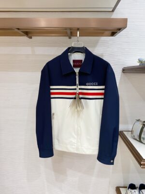 [구찌] 웹 스트라이프 테크니컬 저지 재킷