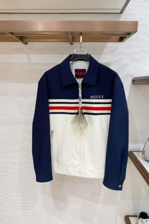 [구찌] 웹 스트라이프 테크니컬 저지 재킷