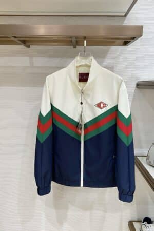 [구찌] 웹 스트라이프 테크니컬 저지 재킷