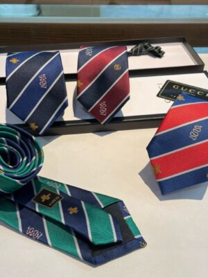 [구찌] 벌 및 더블 G 스트라이프 실크 넥타이 (4 COLORS)