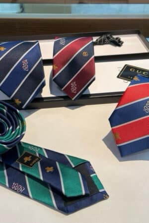 [구찌] 벌 및 더블 G 스트라이프 실크 넥타이 (4 COLORS)