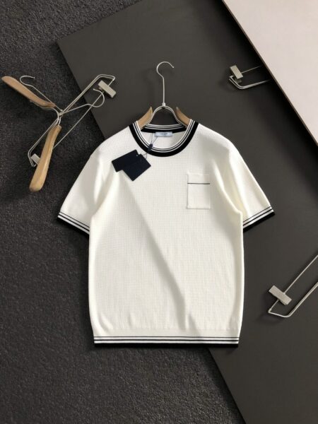 [프라다] 남성 포켓 니트 반팔 티셔츠