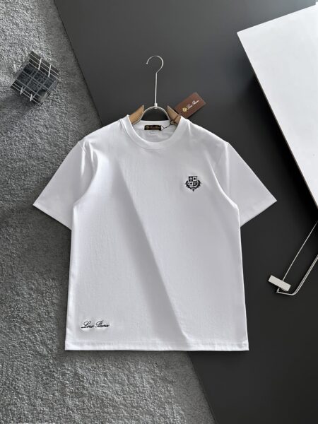 [로로피아나] 크레스트 자수 라운드넥 반팔 티셔츠 (2 COLORS)