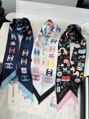 [샤넬] 아이코닉 심볼 슬림 방도 스카프 (3 COLORS)