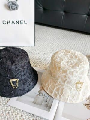 [샤넬] 스타일 플라워 레이스 체인 버킷햇 (2 COLORS)