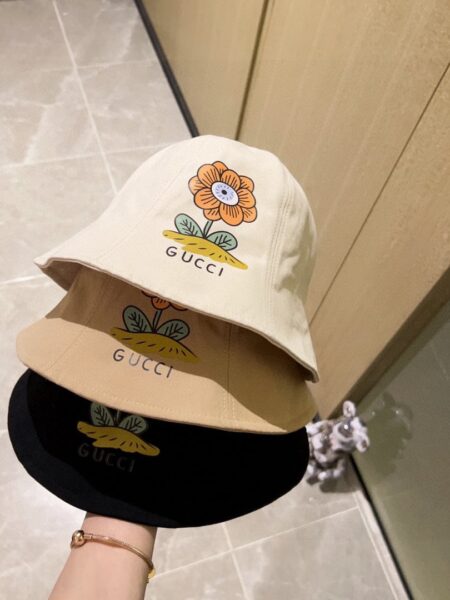 [구찌] 플라워 일러스트 코튼 버킷햇 (3 COLORS)