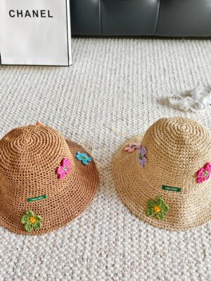 [미우미우] 꽃 뜨개 밀짚모자 (2 COLORS)