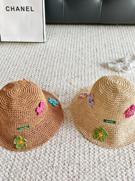 [미우미우] 꽃 뜨개 밀짚모자 (2 COLORS)