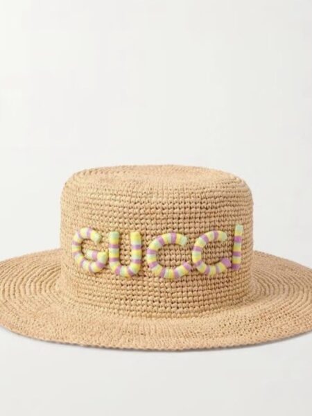 [구찌] 파스텔 로고 밀짚모자