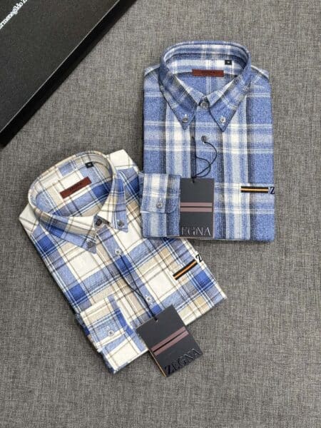 [제냐] 체크 코튼 버튼다운 셔츠 (2 COLORS)