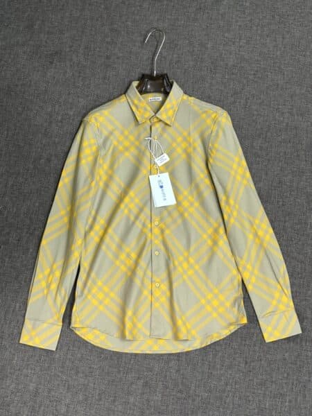 [버버리] 옐로우 체크 롱 슬리브 셔츠