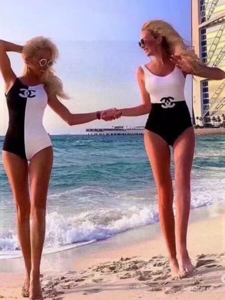 [샤넬] CC 로고 배색 원피스 수영복 (2 COLORS)