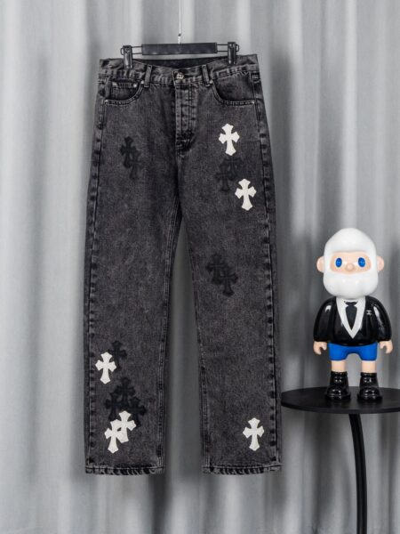 [크롬하츠] 크로스 패치 데님 팬츠