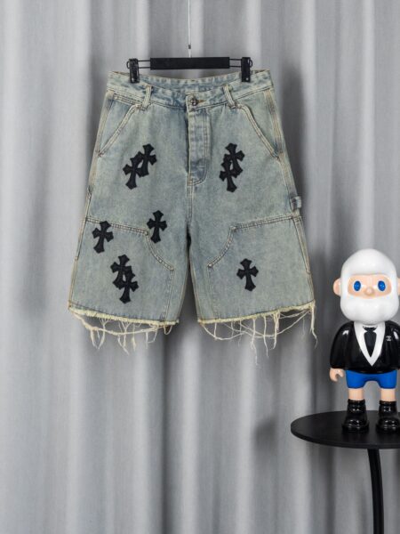 [크롬하츠] 블랙 크로스 데님 쇼츠