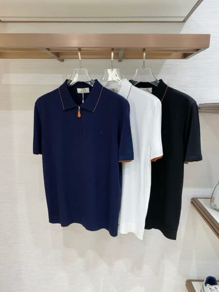 [에르메스] 하프 집업 카라 반팔 니트 (2 COLORS)