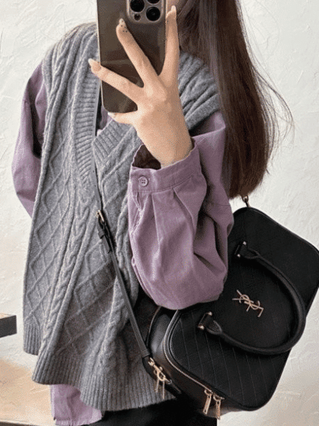 [생로랑] 라이아 퀼팅 램스킨 더플백 766785