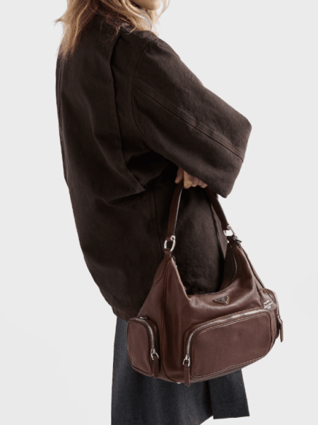 [프라다] 미디엄 워시드 가죽 백 1BC276