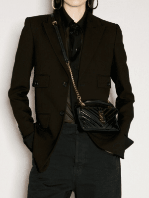 [생로랑] 유광 크래클드 가죽 소재의 COLLEGE 미니 체인 백 779430