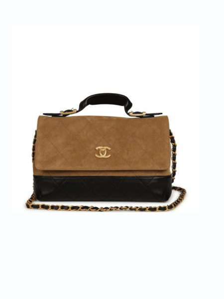 [샤넬] 핸들 장식의 라지 플랩 백 스웨이드 카프스킨 AS5637 (2 Colors)