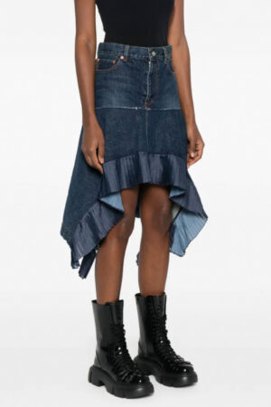 [사카이] 비대칭 데님 스커트