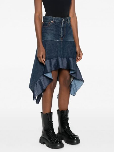 [사카이] 비대칭 데님 스커트