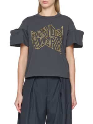 [사카이] 오버사이즈 슬리브 디테일 티셔츠 (2 COLORS)