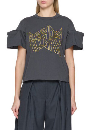 [사카이] 오버사이즈 슬리브 디테일 티셔츠 (2 COLORS)