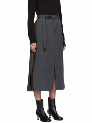 [사카이] 핀스트라이프 패턴 플리츠 스커트