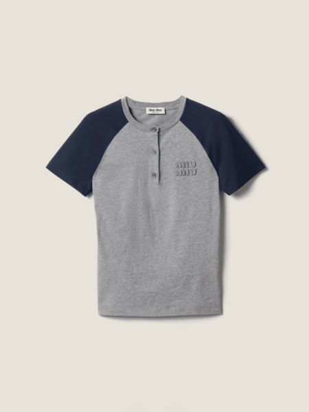 [미우미우] 코튼 저지 헨리 셔츠 MJNA18