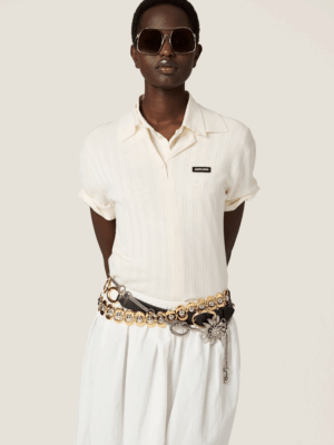 [미우미우] 캐시미어와 실크 소재의 폴로 스웨터 MMLA39 (2 COLORS)