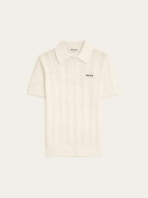 [미우미우] 캐시미어와 실크 소재의 폴로 스웨터