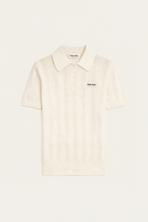 [미우미우] 캐시미어와 실크 소재의 폴로 스웨터