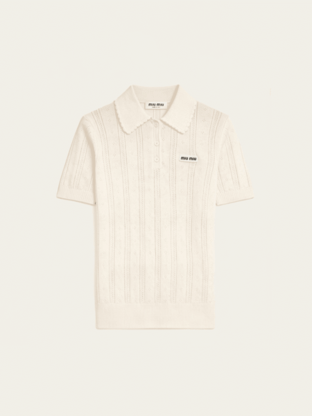 [미우미우] 캐시미어와 실크 소재의 폴로 스웨터