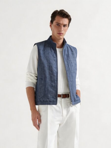 [브루넬로 쿠치넬리] 스탠드 칼라 질레 (2 COLORS)