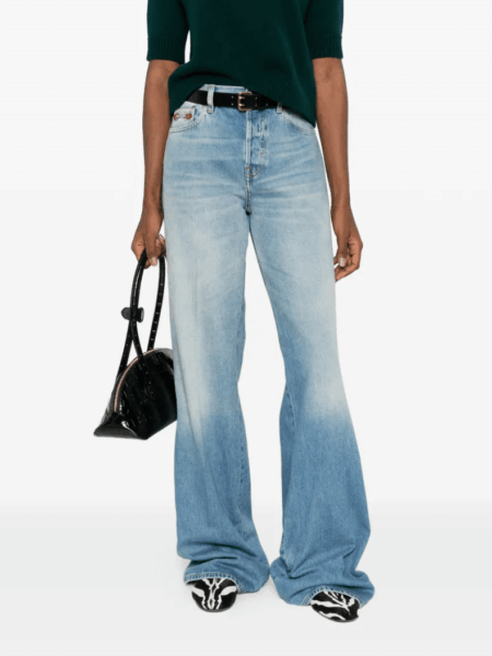 [구찌] 홀스빗 디테일 플레어 데님 진