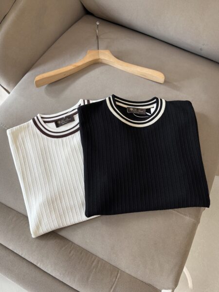 [로로피아나] 니트 반소매 탑 (2 COLORS)