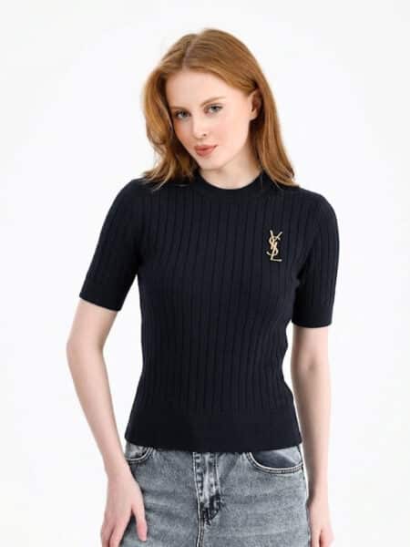 [생로랑] 리브 반소매 스웨터