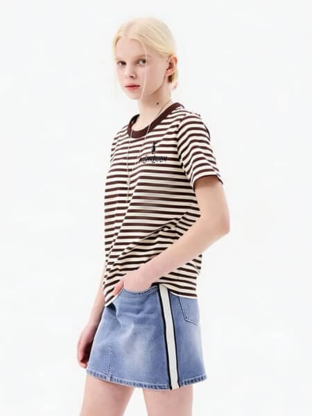 [생로랑] 스트라이프 반소매 티셔츠
