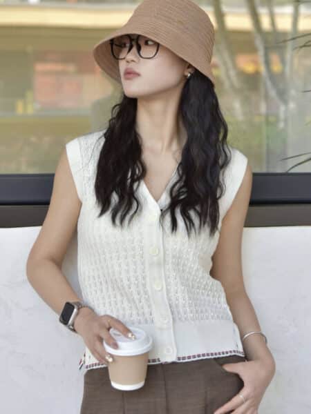 [톰브라운] 니트 슬리브리스 카디건 (2 COLORS)