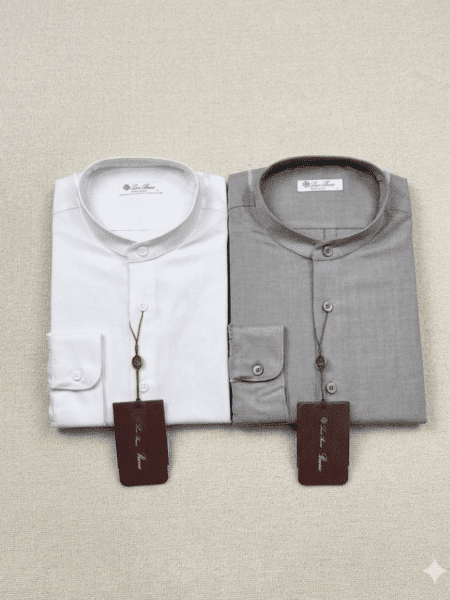 [로로피아나] 밴드 칼라 롱 슬리브 셔츠 (2 COLORS)