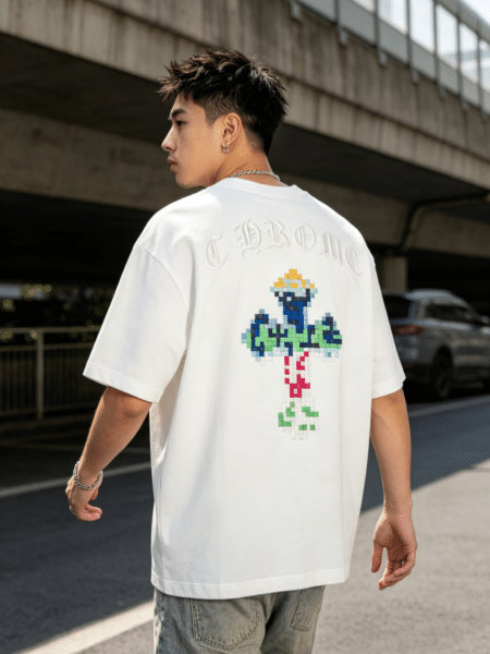 [크롬하츠] 멀티 컬러 크로스 자수 로고 티셔츠 (2 COLORS)