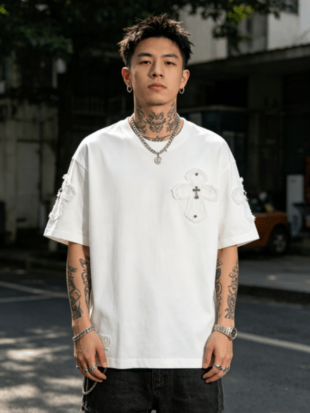 [크롬하츠] 크로스 패치 티셔츠 (2 COLORS)