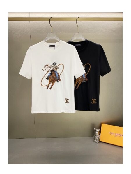 [루이비통] 그래픽 엠브로이더리 코튼 티셔츠 (2 COLORS)