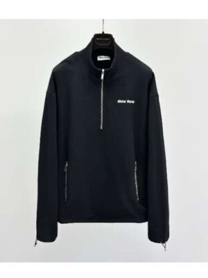 [미우미우] 면 플리스 지퍼 스웨트셔츠 MJL043