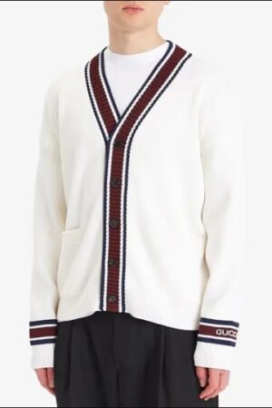 [구찌] 인타르시아 울 니트 가디건 화이트