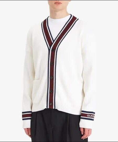 [구찌] 인타르시아 울 니트 가디건 화이트