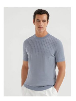 [브루넬로 쿠치넬리] 크루 넥 반소매 니트 (4 COLORS)