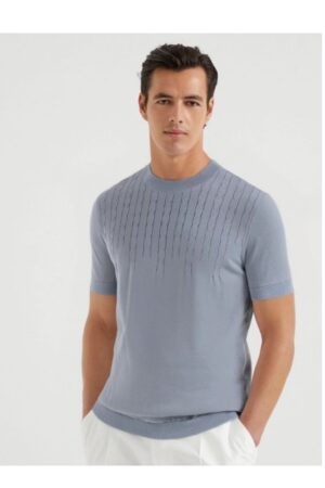 [브루넬로 쿠치넬리] 크루 넥 반소매 니트 (4 COLORS)