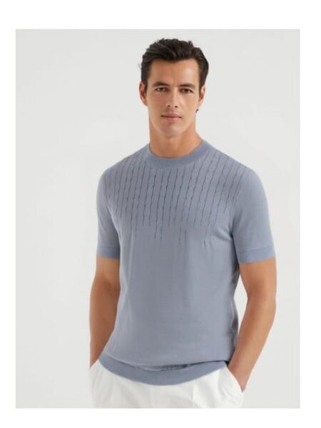 [브루넬로 쿠치넬리] 크루 넥 반소매 니트 (4 COLORS)